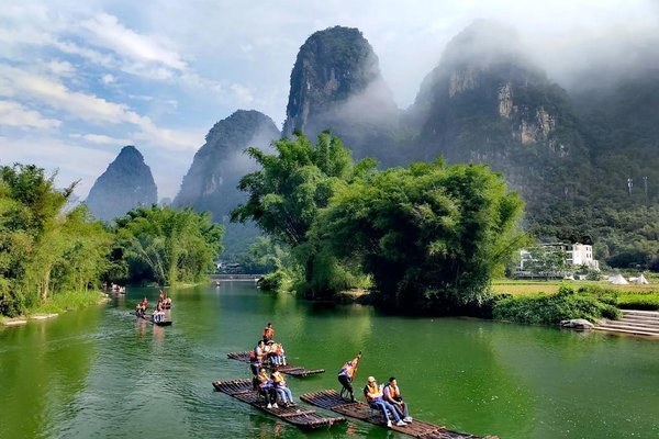 遇龙河竹筏漂流补充视角实景图片
